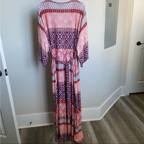 Ellos Women’s Knit Tie Back Maxi Dress Plus Size 1X 22/24 Bohemian Boho - Picture 4 of 8